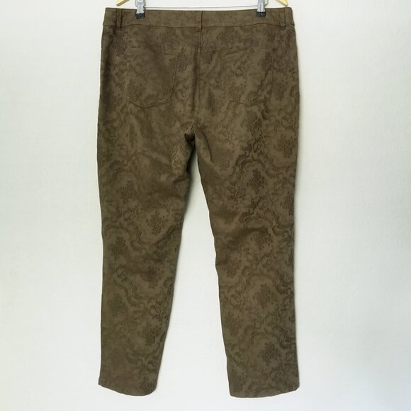 Chico's Jacquard 5 Pocket Ankle Pants in Sherwood Olive Women's 2.5 US 14 Green - Picture 4 of 16